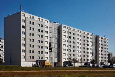 Vue des résidences MALVAL et PILAT situées à Vaulx-en-Velin dans le Rhône